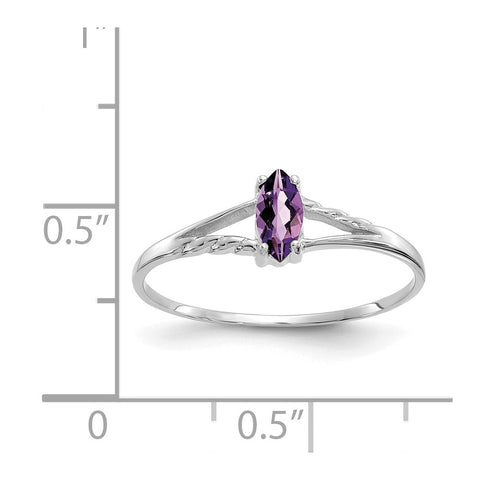 10k White Gold Polished Geniune Amethyst Birthstone Ring-WBC-10XBR191