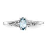 10k White Gold Polished Geniune Aquamarine Birthstone Ring-WBC-10XBR192