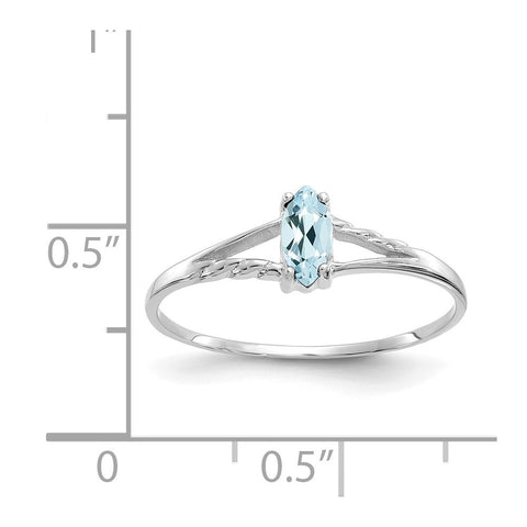 10k White Gold Polished Geniune Aquamarine Birthstone Ring-WBC-10XBR192