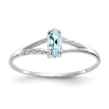 10k White Gold Polished Geniune Aquamarine Birthstone Ring-WBC-10XBR192