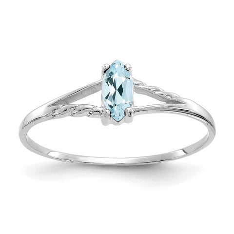 10k White Gold Polished Geniune Aquamarine Birthstone Ring-WBC-10XBR192