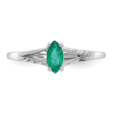 10k White Gold Polished Geniune Emerald Birthstone Ring-WBC-10XBR194