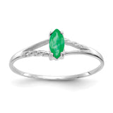 10k White Gold Polished Geniune Emerald Birthstone Ring-WBC-10XBR194