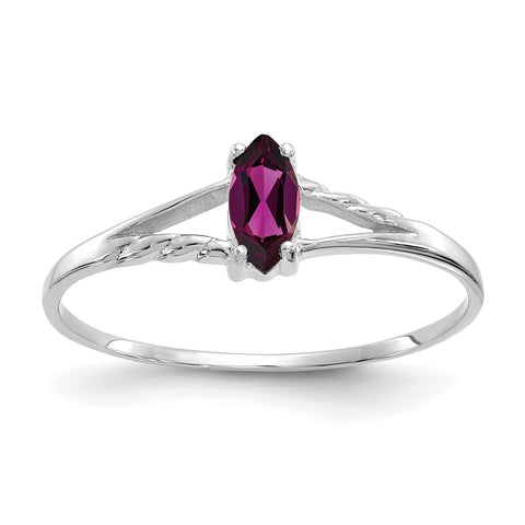 10k White Gold Polished Geniune Rhodolite Garnet Birthstone Ring-WBC-10XBR195