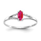 10k White Gold Polished Geniune Ruby Birthstone Ring-WBC-10XBR196