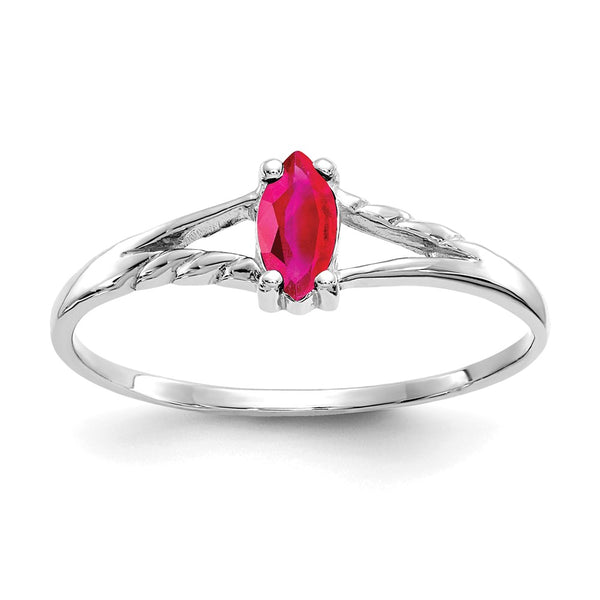 10k White Gold Polished Geniune Ruby Birthstone Ring-WBC-10XBR196