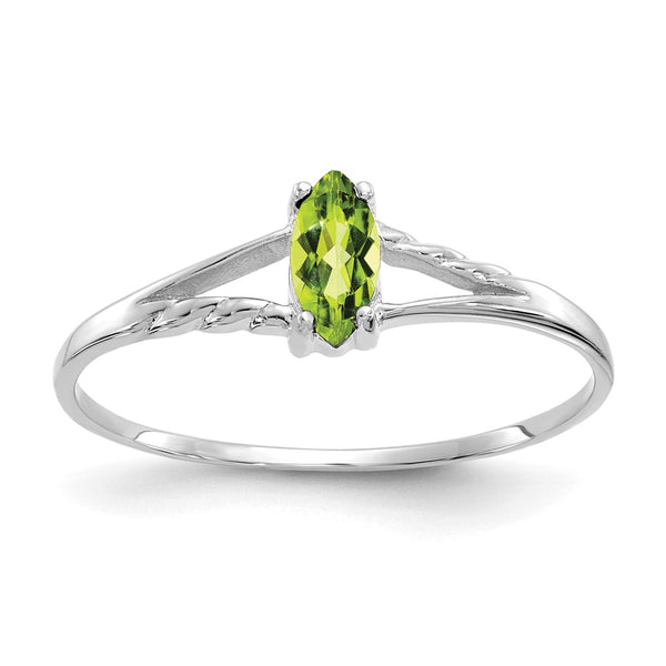 10k White Gold Polished Geniune Peridot Birthstone Ring-WBC-10XBR197