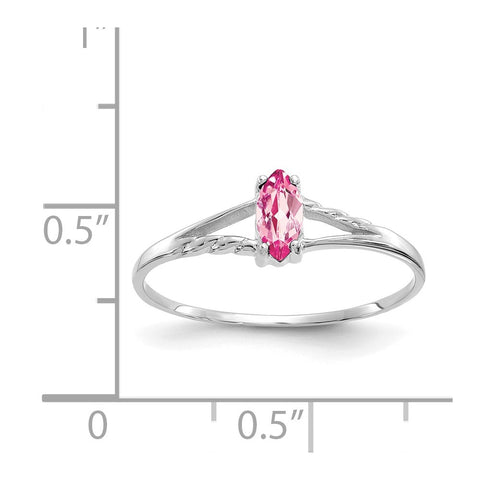 10k White Gold Polished Geniune Pink Tourmaline Birthstone Ring-WBC-10XBR199