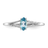 10k White Gold Polished Geniune Blue Topaz Birthstone Ring-WBC-10XBR201