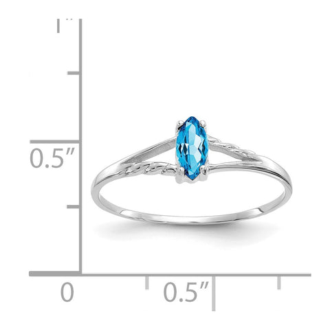 10k White Gold Polished Geniune Blue Topaz Birthstone Ring-WBC-10XBR201