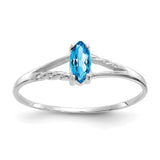 10k White Gold Polished Geniune Blue Topaz Birthstone Ring-WBC-10XBR201