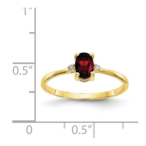 10k Polished Geniune Diamond & Garnet Birthstone Ring-WBC-10XBR202