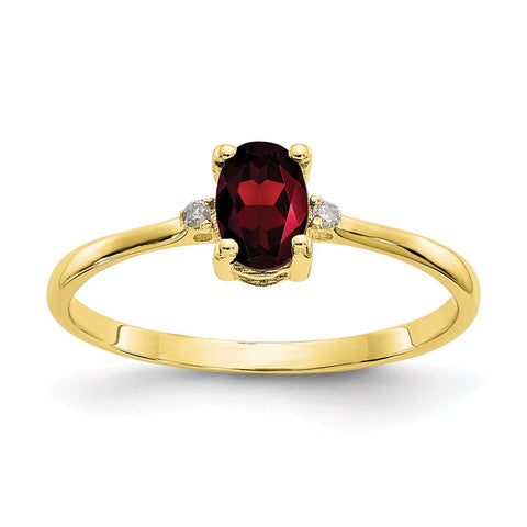 10k Polished Geniune Diamond & Garnet Birthstone Ring-WBC-10XBR202