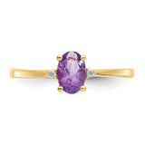 10k Polished Geniune Diamond & Amethyst Birthstone Ring-WBC-10XBR203