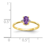 10k Polished Geniune Diamond & Amethyst Birthstone Ring-WBC-10XBR203