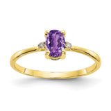 10k Polished Geniune Diamond & Amethyst Birthstone Ring-WBC-10XBR203