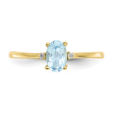 10k Polished Geniune Diamond & Aquamarine Birthstone Ring-WBC-10XBR204