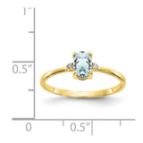 10k Polished Geniune Diamond & Aquamarine Birthstone Ring-WBC-10XBR204