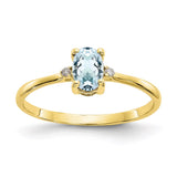 10k Polished Geniune Diamond & Aquamarine Birthstone Ring-WBC-10XBR204