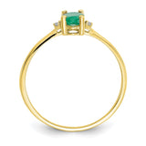 10k Polished Geniune Diamond & Emerald Birthstone Ring-WBC-10XBR206