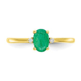 10k Polished Geniune Diamond & Emerald Birthstone Ring-WBC-10XBR206