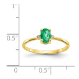 10k Polished Geniune Diamond & Emerald Birthstone Ring-WBC-10XBR206