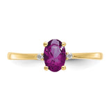 10k Polished Geniune Diamond & Rhodolite Garnet Birthstone Ring-WBC-10XBR207