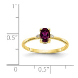 10k Polished Geniune Diamond & Rhodolite Garnet Birthstone Ring-WBC-10XBR207