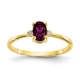 10k Polished Geniune Diamond & Rhodolite Garnet Birthstone Ring-WBC-10XBR207