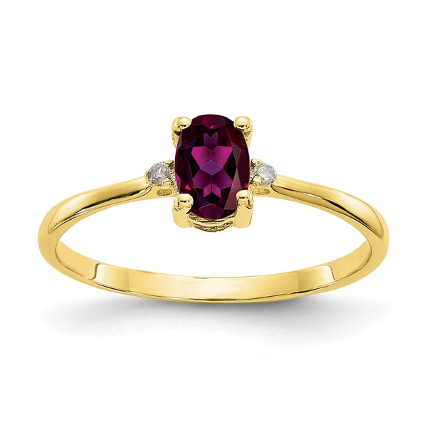 10k Polished Geniune Diamond & Rhodolite Garnet Birthstone Ring-WBC-10XBR207