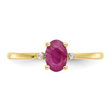 10k Polished Geniune Diamond & Ruby Birthstone Ring-WBC-10XBR208