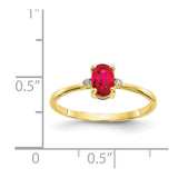 10k Polished Geniune Diamond & Ruby Birthstone Ring-WBC-10XBR208