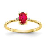 10k Polished Geniune Diamond & Ruby Birthstone Ring-WBC-10XBR208