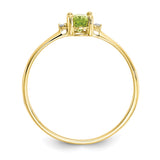 10k Polished Geniune Diamond & Peridot Birthstone Ring-WBC-10XBR209