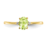 10k Polished Geniune Diamond & Peridot Birthstone Ring-WBC-10XBR209