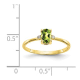 10k Polished Geniune Diamond & Peridot Birthstone Ring-WBC-10XBR209