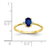 10k Polished Geniune Diamond & Sapphire Birthstone Ring-WBC-10XBR210