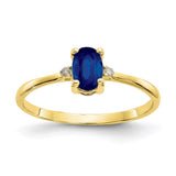 10k Polished Geniune Diamond & Sapphire Birthstone Ring-WBC-10XBR210