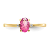 10k Polished Geniune Diamond & Pink Tourmaline Birthstone Ring-WBC-10XBR211