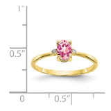 10k Polished Geniune Diamond & Pink Tourmaline Birthstone Ring-WBC-10XBR211