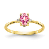 10k Polished Geniune Diamond & Pink Tourmaline Birthstone Ring-WBC-10XBR211