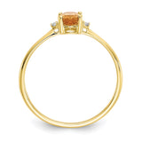 10k Polished Geniune Diamond & Citrine Birthstone Ring-WBC-10XBR212