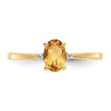 10k Polished Geniune Diamond & Citrine Birthstone Ring-WBC-10XBR212