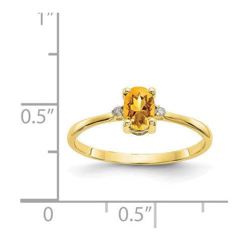 10k Polished Geniune Diamond & Citrine Birthstone Ring-WBC-10XBR212