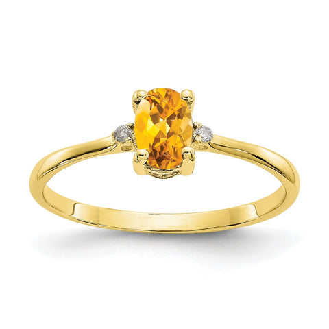 10k Polished Geniune Diamond & Citrine Birthstone Ring-WBC-10XBR212