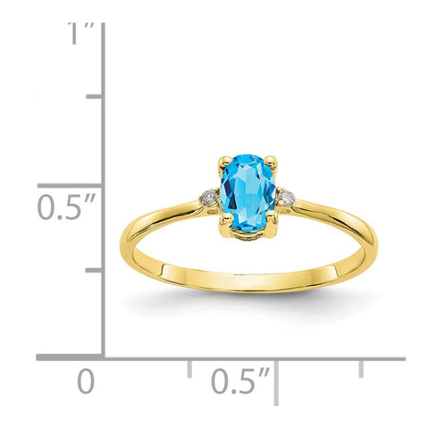 10k Polished Geniune Diamond & Blue Topaz Birthstone Ring-WBC-10XBR213