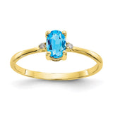 10k Polished Geniune Diamond & Blue Topaz Birthstone Ring-WBC-10XBR213