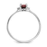 10k White Gold Polished Geniune Diamond & Garnet Birthstone Ring-WBC-10XBR214