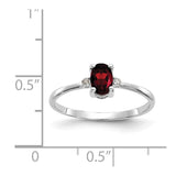 10k White Gold Polished Geniune Diamond & Garnet Birthstone Ring-WBC-10XBR214