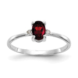 10k White Gold Polished Geniune Diamond & Garnet Birthstone Ring-WBC-10XBR214